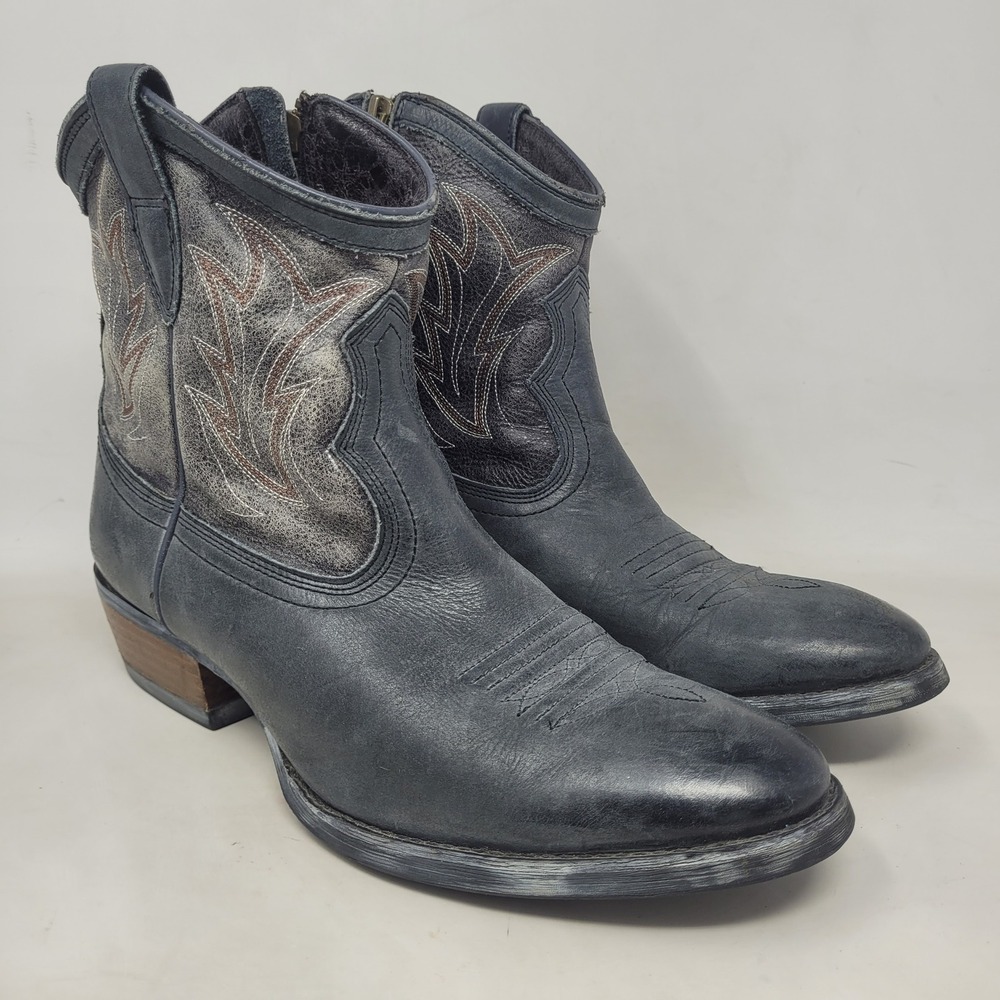 Ariat Boots 9.5B Black Gray Leather Unbridled Western Ankle Zip Booties 10007965